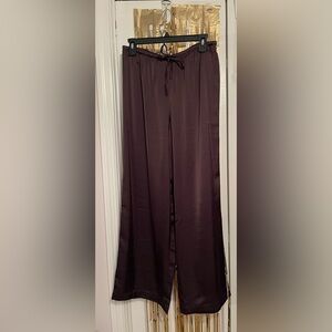 Sincerely Jules Satin Wide Leg Trousers in Chocolate